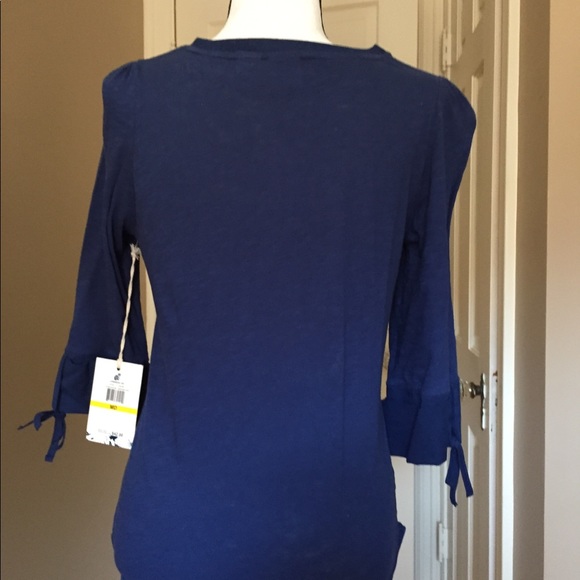 Caribbean Joe blue peasant style top size M - Picture 3 of 3